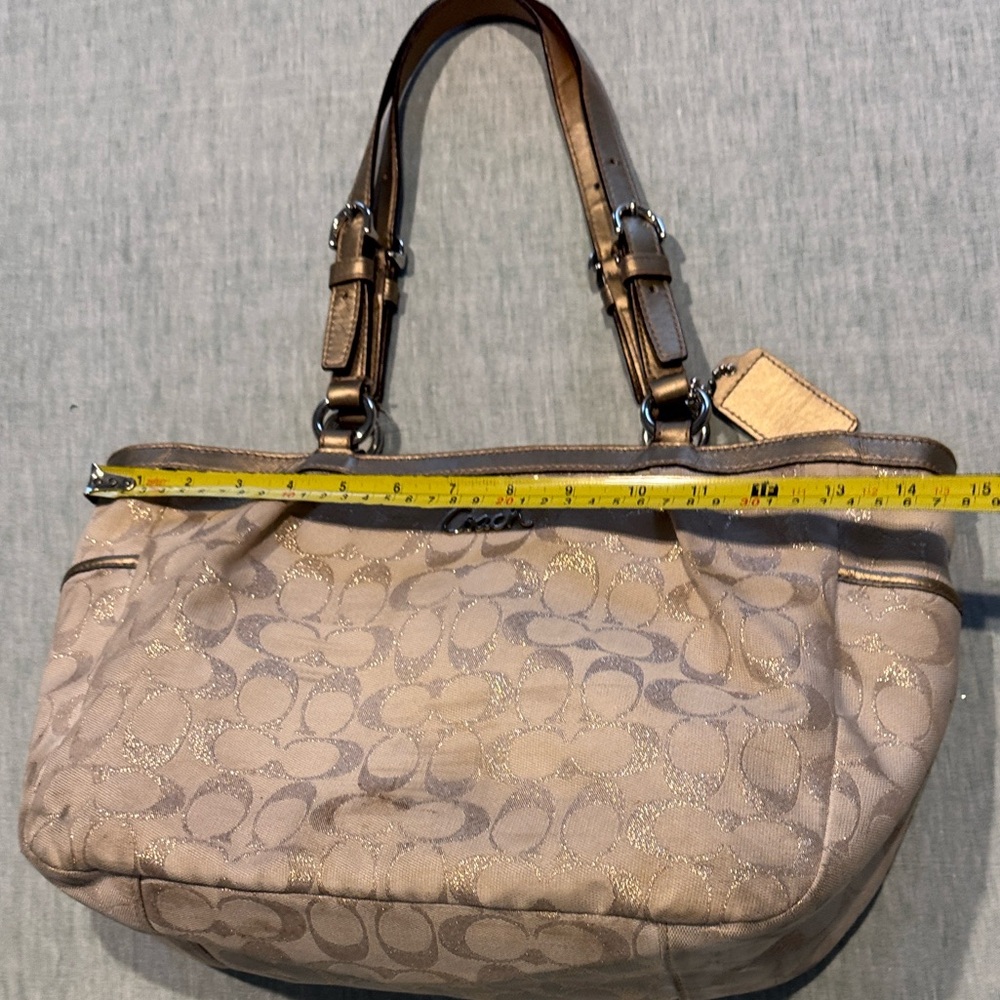 Coach Beige Signature Shoulder Bag - Picture 13 of 16